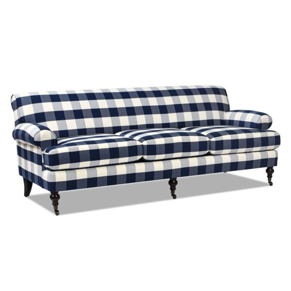 Alana Lawson - Three Cushion Tightback Sofa - Blue Lattice
