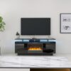 Large TV Cabinet With Fireplace Can Heating Change Color 9 Models 8 Levels Have LED Light - Black - Image 4