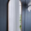 Hand Carved Rose Antique Mirror Frame, Large Arch Mirror Wall Decor For Living Room, Bathroom, Entryway - Brown - Image 4