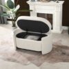 Fuji - Oval Storage Bench, Upholstered - Ivory White - Image 10