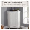 Bathroom Cabinet Triangle Corner Storage Cabinet With Adjustable Shelf Modern Style - White - Image 9