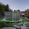 14Ft Trampoline With Slide And Swings, Astm Approved Large Recreational Trampoline With Basketball Hoop And Ladder, Outdoor Backyard Trampoline With Net, Capacity For Kids And Adults - Green / Blue - Image 5