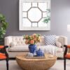 Antique Style Decorative Square Wall Mirror With Mirrored Frame, Wall Decor For Living Room Entryway, Console Lean Against Wall - Silver - Image 4
