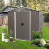 8Ft x 4Ft Outdoor Metal Storage Shed - Gray - Image 2