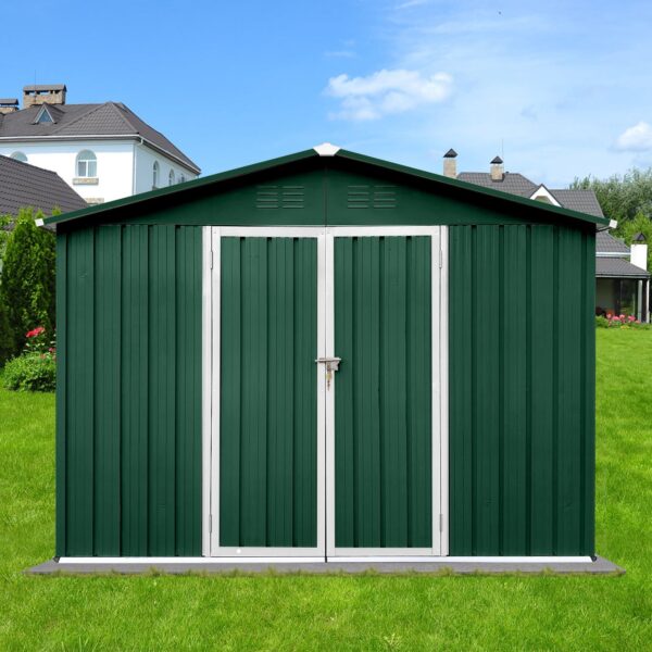 10'x8' Garden Sheds Outdoor Storage Sheds - Green / White