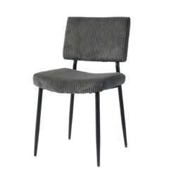 Modern Dining Chair (Set of 2) Fabric Upholstered With Black Metal Legs, Home And Bedroom Use - Gray
