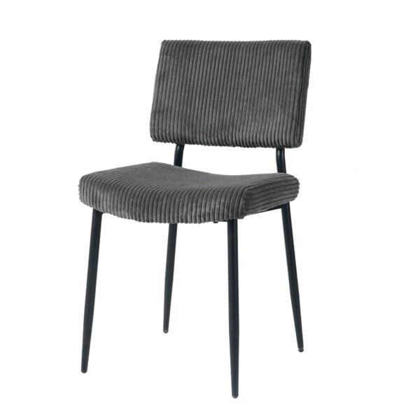 Modern Dining Chair (Set of 2) Fabric Upholstered With Black Metal Legs, Home And Bedroom Use - Gray
