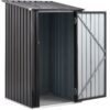 Outdoor Storage Shed, Metal Steel Garden Shed With Single Lockable Door, Small Shed Outdoor Steel Utility Tool Shed For Backyard Patio Garden Lawn - Black - Image 3