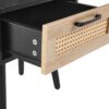 15.75" Rattan End Table With Drawer And Solid Wood Legs, Modern Nightstand, Side Table For Living Room, Bedroom - Black - Image 17