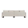 4 Seater Modern Linen Sofa With Armrest Pockets And 4 Pillows, Minimalist Style Couch - Beige - Image 4