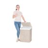 Laundry Hamper With Lid PE Rattan Powder Coating Frame Clothes Hampers With 2 Removable Bags, 100L - Gray - Image 20