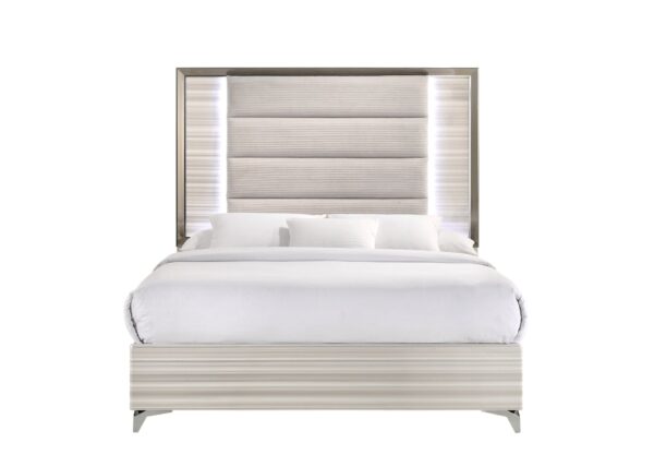 Star - Queen Bed With LED - White