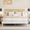 Queen Size Bed Frame With 2 Nightstands Elegant Design With Lamps - White - Image 14