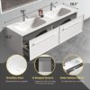 U052-Nevia60W-206 Nevia Bathroom Vanity With Automatic LED Drawer Light, Wall Mounted Bathroom Vanity With Integrated Solid Surface Sink, Without Drain - Snow White - Image 5