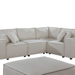 Melrose - Modular Sectional Sofa With Ottoman - Beige Linen