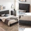 Queen Size Upholstered Platform Bed Frame, Wood Slat Support - Black - Image 4