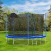 12Ft Trampoline For Adults & Kids With Basketball Hoop, Outdoor Trampolines With Ladder And Safety Enclosure Net For Kids And Adults - Blue - Image 3