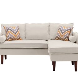 Mia - Sectional Sofa Chaise With USB Charger And Pillows - Beige