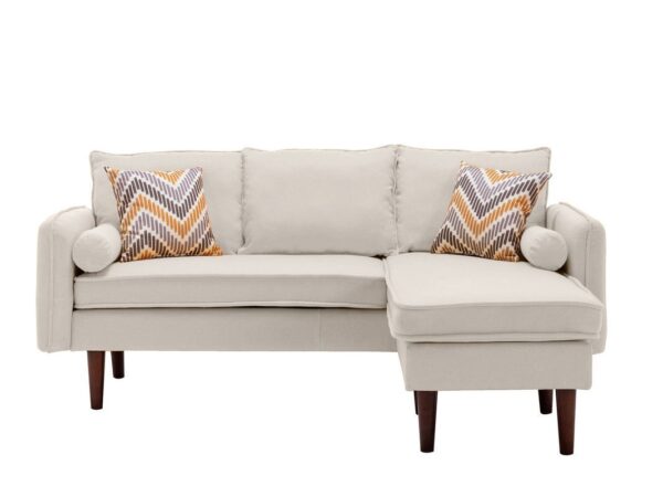 Mia - Sectional Sofa Chaise With USB Charger And Pillows - Beige