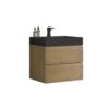 Alice - U090-Alice24W-106 Natural Oak Bathroom Vanity With Sink, Large Storage Wall Mounted Floating Bathroom Vanity For Modern Bathroom, One-Piece Black Sink Basin Without Drain - Light Oak - Image 5