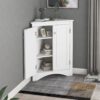 Triangle Bathroom Storage Cabinet With Adjustable Shelves, Freestanding Floor Cabinet For Home Kitchen - White - Image 3