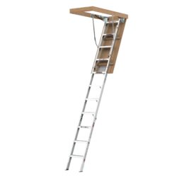 Aluminum Attic Ladder 350-Pound Capacity 22 1 / 2" x 54" Opening 7-10' Ceiling - Metallic Gray