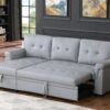 Lexi - Vegan Leather Modern Reversible Sleeper Sectional Sofa With Storage Chaise - Gray - Image 8