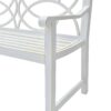 Outdoor Garden Patio Bench With Backrest And Armrest, Slatted Seat For Park, Yard & Porch, Balcony, Accommodates 2 - 3 People - White - Image 4
