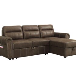 Hugo - Reversible Sleeper Sectional Sofa Chaise With USB Charger - Brown