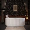 67" Freestanding Solid Surface Bathtub, Luxury Engineered Stone Resin Freestanding Soaking Bathtub With Overflow And Pop-Up Drain Cupc Certified 23S13-67 - Matte White - Image 3