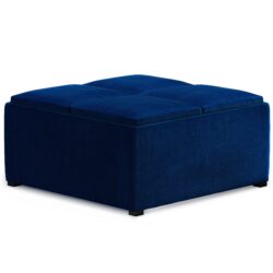 Avalon - Square Coffee Table Storage Ottoman - Blue