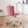 Home Office Chair, Fluffy Fuzzy Comfortable Makeup Vanity Chair, Swivel Desk Chair Height Adjustable Dressing Chair For Bedroom - Pink / White - Image 5