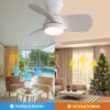23" Indoor Ceiling Fan With 3 Color Dimmable 3 ABS Blades Remote Control Reversible Dc Motor With 18W Led Light - White - Image 5