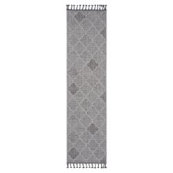 Guros - 2' X 8' Trellis Indoor / Outdoor Area Rug - White / Gray