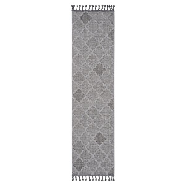 Guros - 2' X 8' Trellis Indoor / Outdoor Area Rug - White / Gray