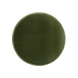 Edward - Round Upholstered Ottoman With Bullion Fringe - Olive Green