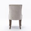 Ultra Side Dining Chair,Thickened Fabric Chairs With Neutrally Toned Solid Wood Legs, Bronze Nail Head (Set of 2) - Beige - Image 6