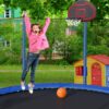 15Ft Trampoline With Basketball Hoop Inflator And Ladder (Inner Safety Enclosure) - Blue - Image 10