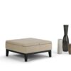 Dover - Square Coffee Table Storage Ottoman - Satin Cream - Image 9