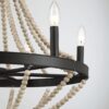 Starry - Chandelier Farmhouse Six Candle Light Wood Beaded Pendant Light For Dining Room - Black / Clear - Image 5