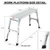 Aluminum Work Platform Large Size Step Stool Folding Portable Work Bench 40" Width Telescopic Feet Height Adjustable - Gray - Image 8