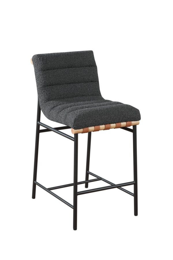 Lahni - Boucle Fabric Counter Height Chair - Dark Gray