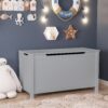 Kids Wooden Toy Box Storage With Safety Hinged Lid For Ages 2+ - Gray - Image 8