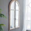 Arch Wood Wall Mirror - Brown Antique White - Image 5
