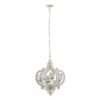 Farmhouse Chandelier, 6 Light Wood Chandelier Pendant Light Fixture With Adjustable Chain For Dining Room Living Room Entryway, Bulb Not Included - Cream - Image 2