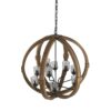 9 Light Globe Chandelier, Wood Chandelier Hanging Light Fixture With Adjustable Chain For Kitchen, Bulb Not Included - Brown - Image 8
