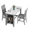 3-Piece Counter Height Dining Table Set With Built-In Storage Shelves, One Faux Marble Top Dining Table And 2 Counter Chairs With Footrest - Gray - Image 9