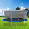 14Ft Trampoline For Adults & Kids With Basketball Hoop, Outdoor Trampolines With Ladder And Safety Enclosure Net For Kids And Adults, Double-Side Color Cover - Blue - Image 5