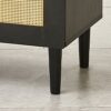 Side Panel Buffet Cabinet With Natural Rattan Door, Rattan Storage Cabinet With Adjustable Shelves, Side Panel And Buffet With Storage Space, Modern Console Cabinet In Bedroom And Living Room - Black / Beige - Image 12