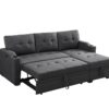 Mabel - Linen Fabric Sleeper Sectional With Cupholder, USB Charging Port And Pocket - Dark Gray - Image 2